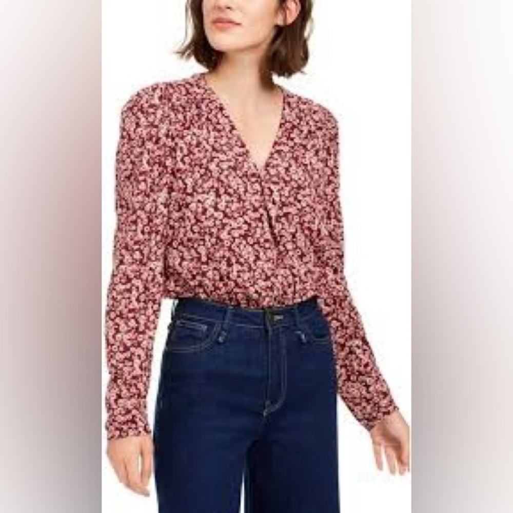 ASH & VIOLET Womens Maroon Floral Bodysuit XL